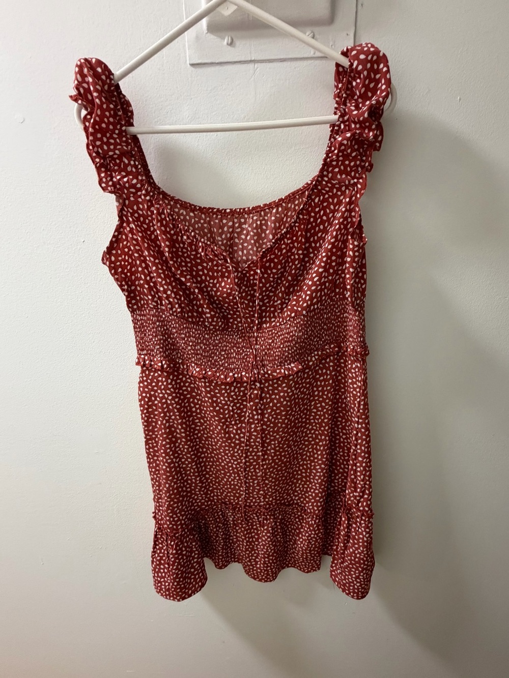 Romantic Rust Red Ruffle Mini Dress Size XL - Picture 2 of 4